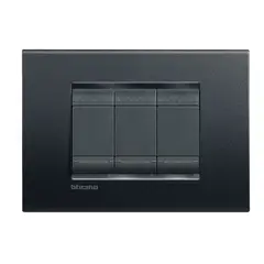 Bticino - Placa Rectangular Negro Antracita 3 Módulos con Chasís