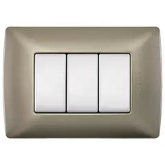 Bticino - Placa de aluminio con chasis color Perla 3 mód