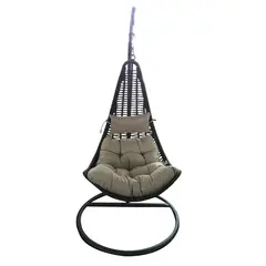 Just Home Collection - Silla colgante aluminio/ratán pe café