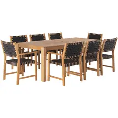 Just Home Collection - Comedor de Exterior Parga Madera Negro 8 Personas