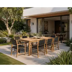 Just Home Collection - Comedor de Exterior Parga Madera Negro 8 Personas