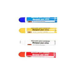 Hyko - 4 Marcadores para Vidrio Rojo, Azul, Blanco, Amarrilo