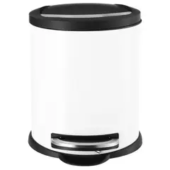 Just Home Collection - Bote de Basura Metálico con Pedal Lunar de 12 Litros Blanco