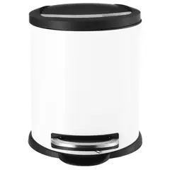 Just Home Collection - Bote de Basura Metálico con Pedal Lunar de 5L Blanco