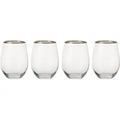 Just Home Collection - Setx4 Vaso Ribete Gold