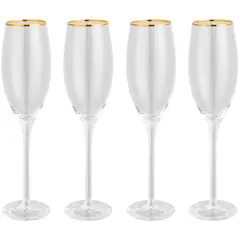 Just Home Collection - Set Copa Flute Ribete Gold