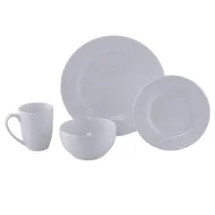 Just Home Collection - Juego de Vajilla textura blanco 16 piezas