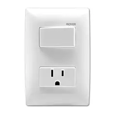 Royer - Placa con 1 Interruptor + 1 Toma Corriente Sencillo 2P+T Blanco