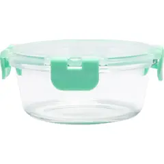 Just Home Collection - Contenedor de vidrio redondo con tapa clip 400 mililitros