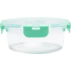 Just Home Collection - Contenedor de vidrio redondo con tapa clip 600 mililitros