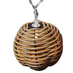 Just Home Collection - Guirnalda de 10 luces Bolas de ratán de carga solar