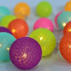 Just Home Collection - Guirnalda solar de 24 luces cálidas Cotton Ball IP44 Multicolor