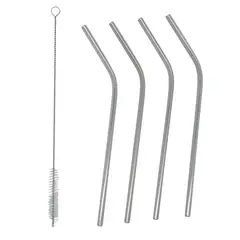 Metaltex - Juego de 4 popotes reutilizables de acero inoxidable