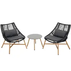 Just Home Collection - Juego de Balcón Bruselas 3 Piezas Ratán