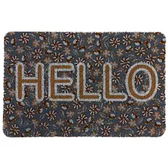 Just Home Collection - Tapete para entrada Hello Flores de 40 x 60 cm Multicolor