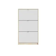 Alterego - Zapatera con 3 compartimentos blanco con roble