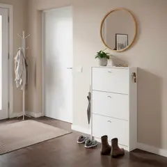 Alterego - Zapatera con 4 compartimentos blanco brillo