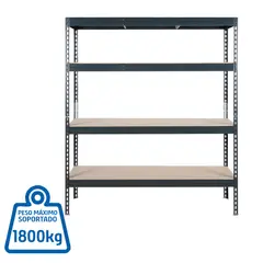 Fixser - Estante de metal negro 4 niveles 150 x 176 x 60 cm