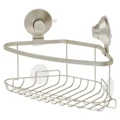 Interdesign - Canasta esquinera de succión con bloqueo de empuje satinada