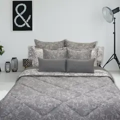 Just Home Collection - Edredón King Size Reversible Taru con Fundas Gris