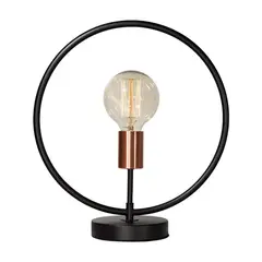 Ikelite Design - Lámpara de Mesa Circular Negro 1 Luz E27 40W