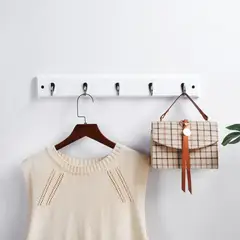 Just Home Collection - Perchero pared 5 ganchos blanco