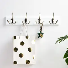 Just Home Collection - Perchero pared 4 ganchos blanco