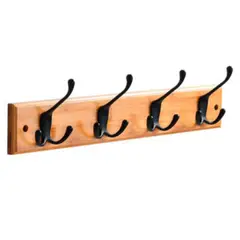 Just Home Collection - Perchero pared 4 ganchos triple bambú