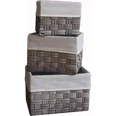 Just Home Collection - Set 3 cajas tejido gris