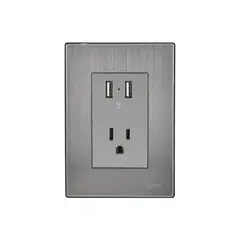 Igoto - Placa Inox 2 Tomas Usb De 2,1A Y 1 Cont