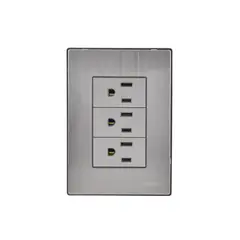 Igoto - Placa Inox Con 3 Contactos De 1 Modulo