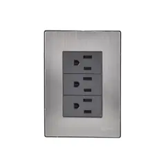 Igoto - Placa Inox Con 3 Contactos De 1 Modulo