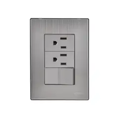 Igoto - Placa Inox Con 1 Apagador Y 2 Contactos