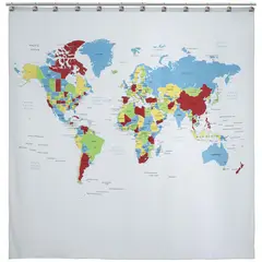 Oxal - Cortina de Baño Mapa con Ganchos