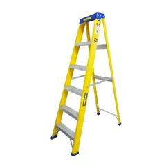 Surtek - Escalera de tijera fibra de vidrio de 5 peldaños 1.8 m hasta 102 kg