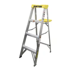 Surtek - Escalera de tijera de Aluminio de 3 peldaños 1.2 m hasta 90 kg