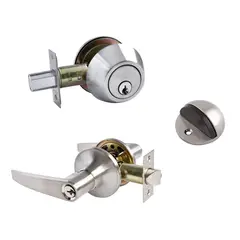 Fixser - Combo 1 Manijas Entrada +1 Cerrojo Doble +Tope Acabado Níquel Satín