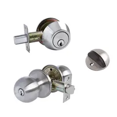 Fixser - Combo 1 Perilla Entrada + 1 Cerrojo Doble + Tope Acabado Níquel Satín