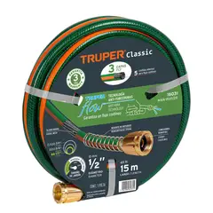 Truper - Manguera 1/2" Reforzada 3 Capas y Conector 15 m