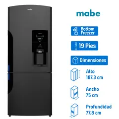 Mabe - Refrigerador 19 pies3 Bottom Freezer Negro Rmb520Ibmrp1