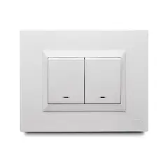 Veto - Apagador Esc. Doble 16 Amp con Luz Piloto + Placa Decorativa Blanco