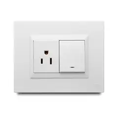 Veto - Apagador Mixto con Luz Piloto + Contac Amer. con Placa Blanca
