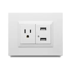 Veto - Contacto Mixto Amer. + 2 Puertos Usb de 2.1 Amp con Placa Blanca