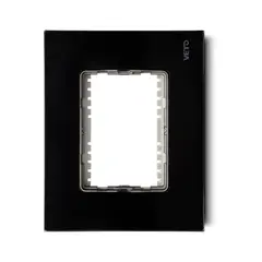 Veto - Placa Decorativa con Bastidor Metálico con Hueco de 72mm Vidrio Negro