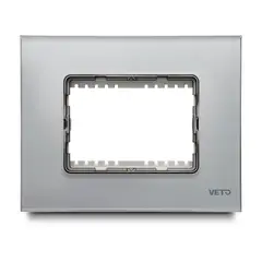 Veto - Placa Decorativa con Bastidor Metálico con Hueco de 72mm Vidrio Blanco