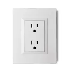 Veto - Contacto Doble Americano de 15 Amp Armado con Placa Decorativa Blanco