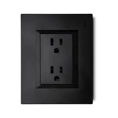 Veto - Contacto Doble Americano de 15 Amp Armado con Placa Decorativa Negro