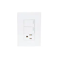 Igoto - Placa Lugano 3 Módulos, 2 Apagadores , 1 contacto Blanco