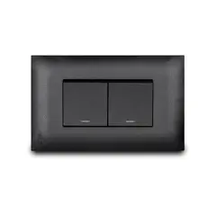 Veto - Apagador Doble de 15 Amp con Luz Piloto Armado con Placa Vive Negro