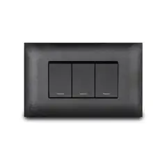 Veto - Apagador Triple ce 15 Amp con Luz Piloto Armado con Placa Vive Negro